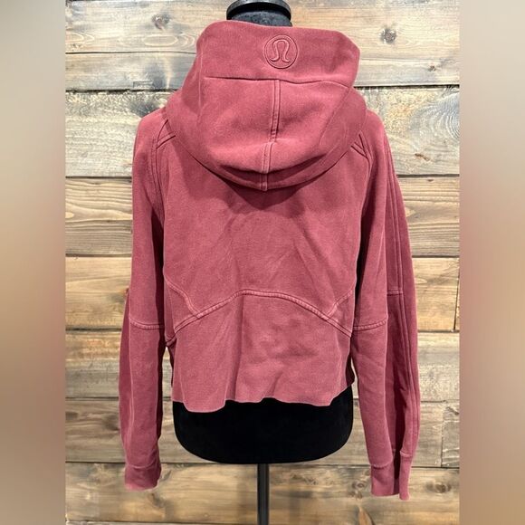 Lululemon Women's Burgundy cropped scuba Zip-Up Hoodie​ - Picture 4 of 6